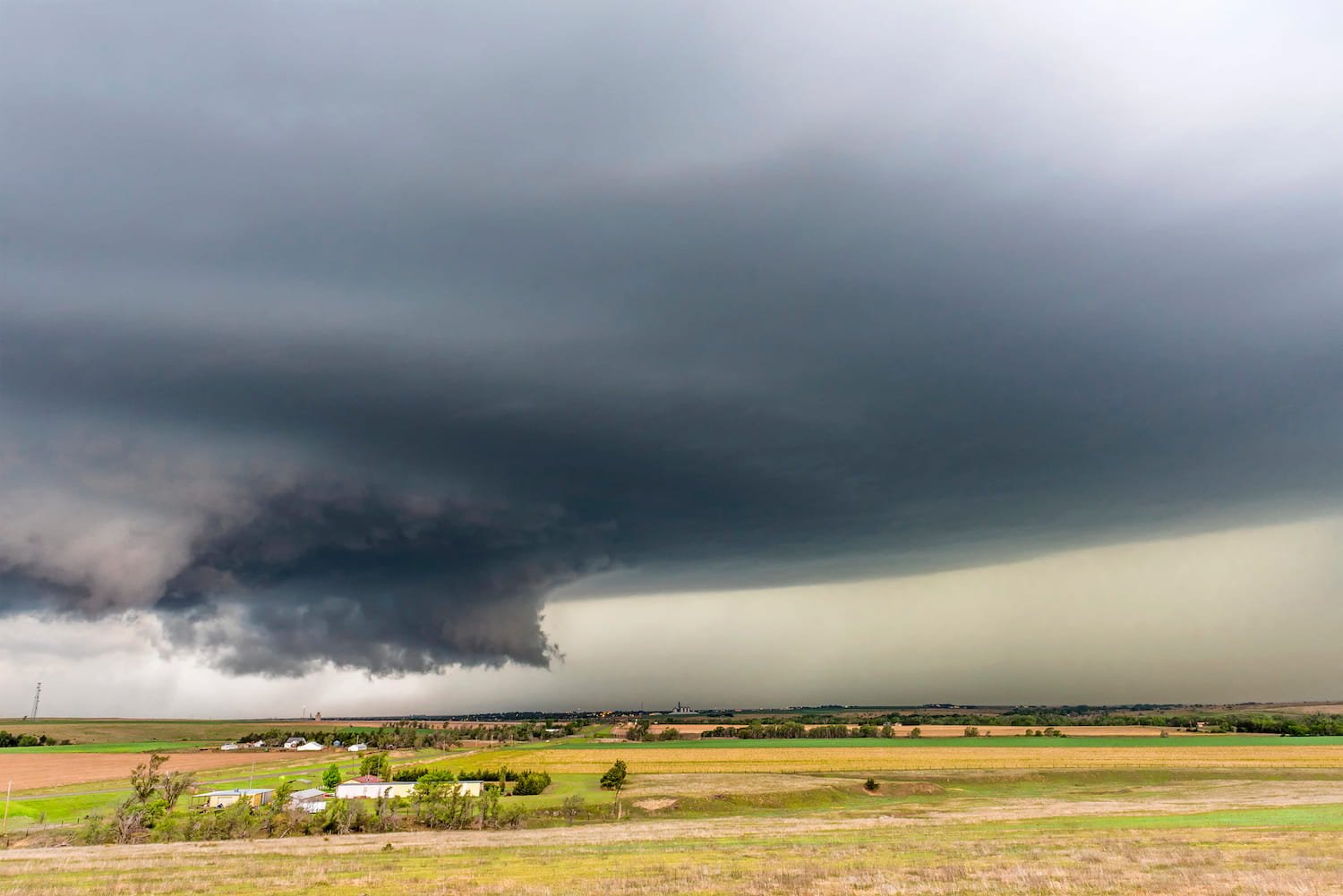 A large tornadic mesocyclone supercell inflow sucks in energy as it begins to transform into a tornado