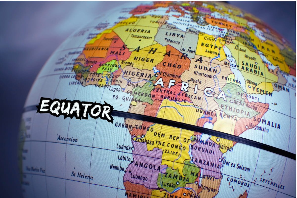 Close up of a globe with the word Equator written across the equator line